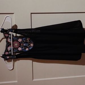 Black Tank Top with Embroidered Straps and Back